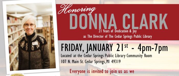 Donna Clark is Retiring!  Come celebrate and congratulate her with us – event open to the public!