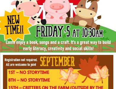 Storytime – Friday’s at 10:30AM *NEW TIME*